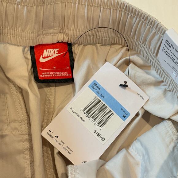Nike Tech Woven Oversized Pants Mens Sz Medium Beige Straight Leg Stacked Length - Picture 5 of 12